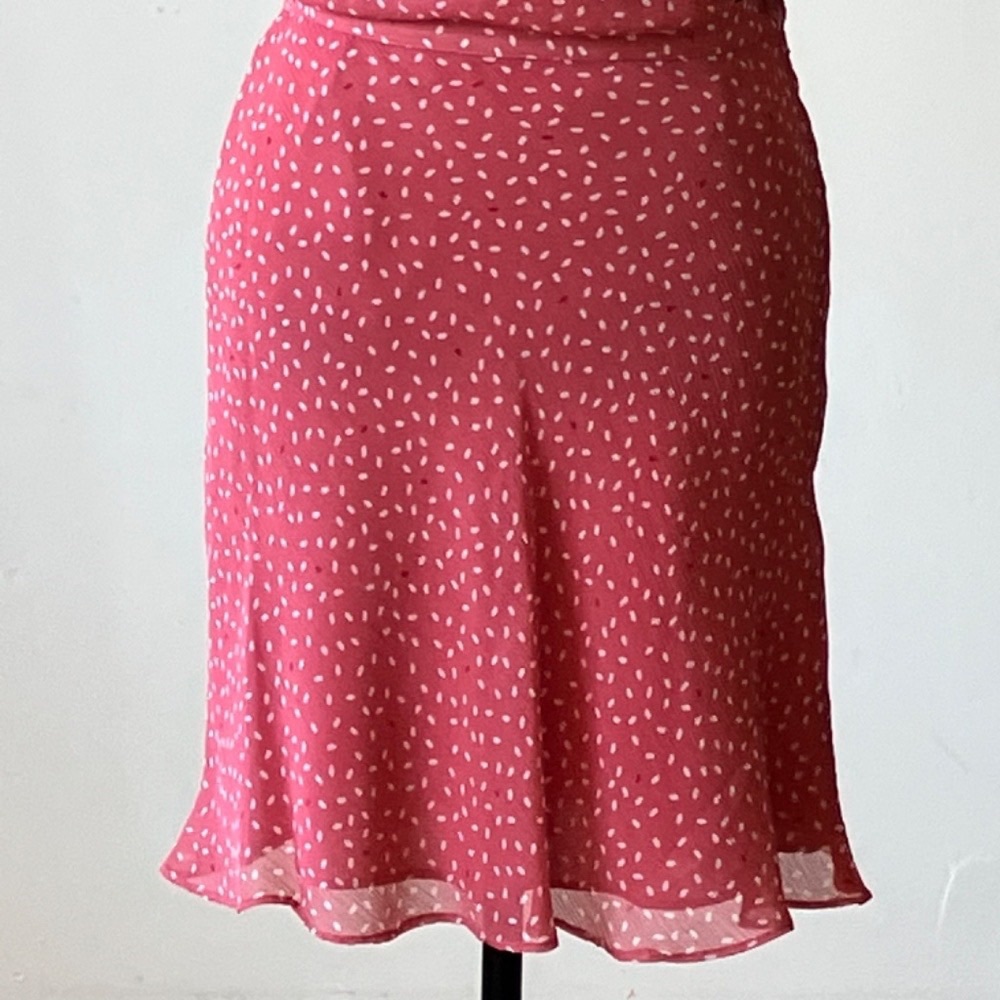 A-Line Pink Printed Midi Skirt